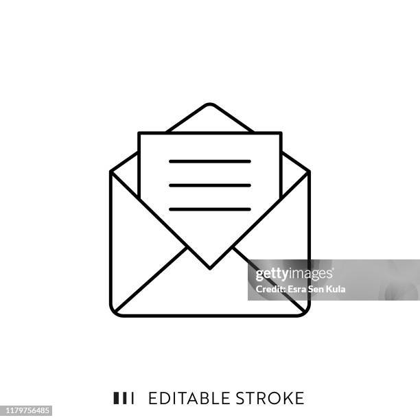 mail-symbol mit bearbeitbaren strich und pixel perfekt. - delivery company logos stock-grafiken, -clipart, -cartoons und -symbole
