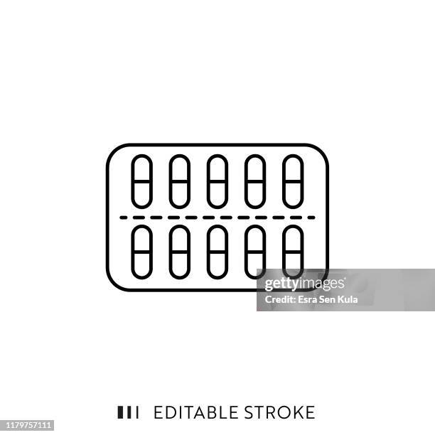 pack pills icon with editable stroke and pixel perfect. - pill pack stock illustrations