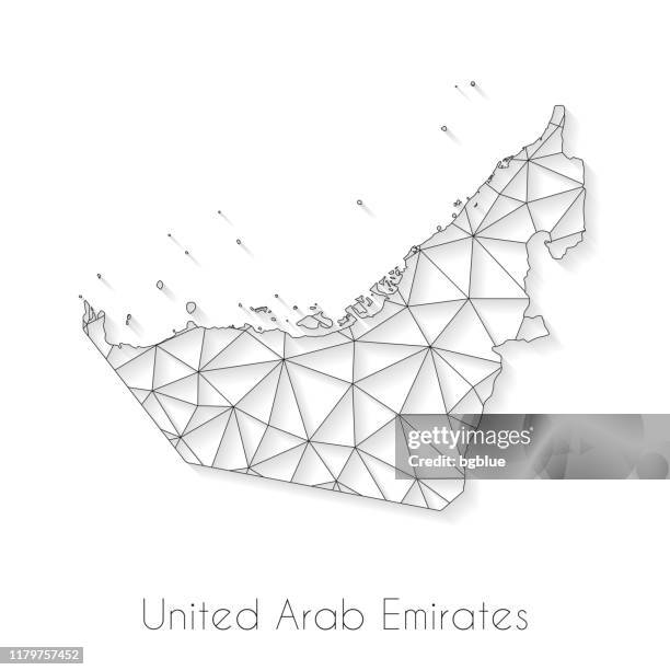 vereinigte arabische emirate kartenverbindung - netzwerknetz auf weißem hintergrund - dubai stock-grafiken, -clipart, -cartoons und -symbole