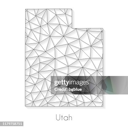 Utah map connection - Network mesh on white background Utah map connection - Network mesh on white background