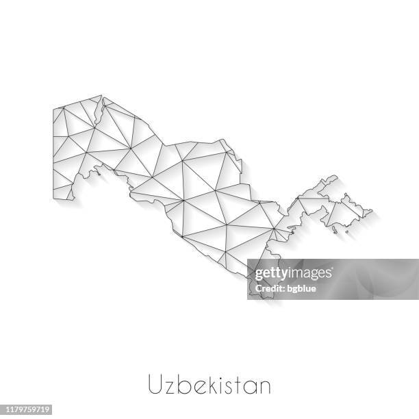 uzbekistan map connection - network mesh on white background - uzbekistan stock illustrations