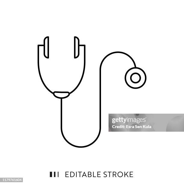 stethoscope icon with editable stroke and pixel perfect. - listen now stock illustrations
