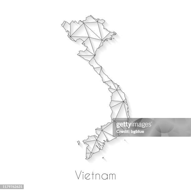 vietnam map connection - network mesh on white background - hanoi stock illustrations
