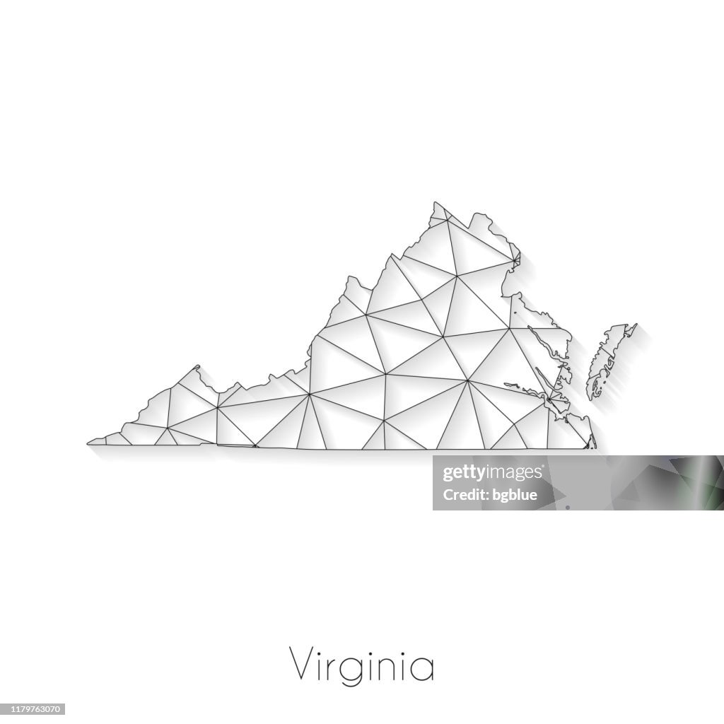Virginia Map Connection Network Mesh On White Background High-Res ...