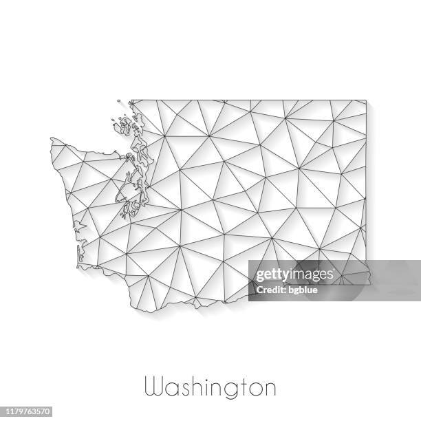 washington map connection - network mesh on white background - seattle stock illustrations