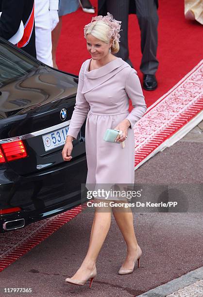 Princess Mette-Marit of Norway attends the religious ceremony of the Royal Wedding of Prince Albert II of Monaco to Princess Charlene of Monaco at...