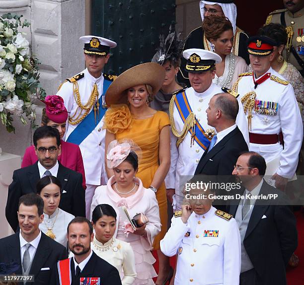 Prince Edward, Earl of Wessex, Princess Maxima of the Netherlands and Prince Willem Alexander of the Netherlands attend the religious ceremony of the...