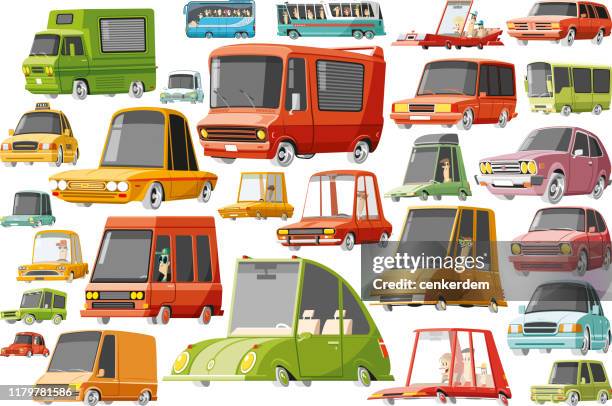 ilustraciones, imágenes clip art, dibujos animados e iconos de stock de conjunto de coches - coche del futuro