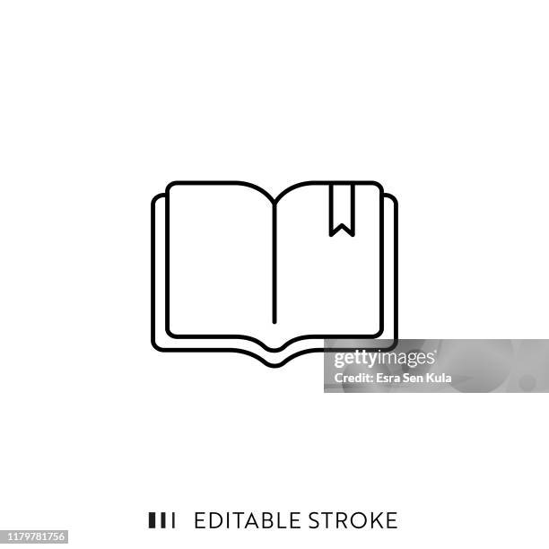 illustrazioni stock, clip art, cartoni animati e icone di tendenza di icona del libro con tratto modificabile e pixel perfetto. - manuale