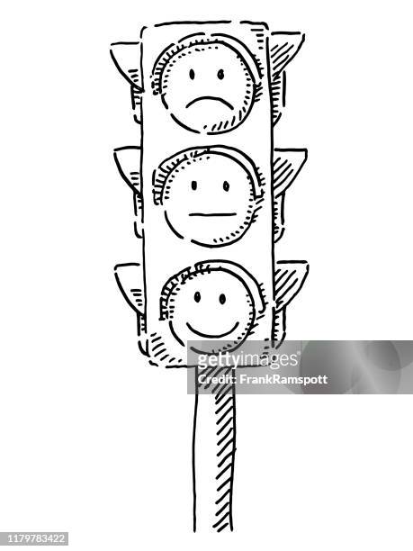 ampeln mit emoticon smileys zeichnung - stoplight stock-grafiken, -clipart, -cartoons und -symbole