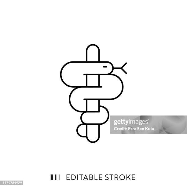 caduceus symbol with editable stroke and pixel perfect. - medical logo stock illustrations