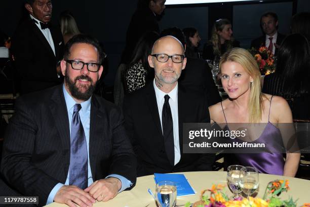 Richard Birkenhead, Moby and Katie Zorn attends Fountain House Fall Fete at The New York Racquet and Tennis Club on October 07, 2019 in New York City.