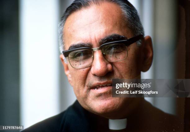 Close-up of the Archbishop of San Salvador Oscar Romero , San Salvador, El Salvador, 1979.