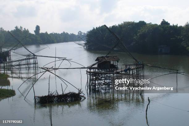 water channels near thale noi lake, thailand - thale noi stock pictures, royalty-free photos & images
