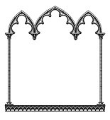 Black classic gothic architectural decorative frame isolated on white
