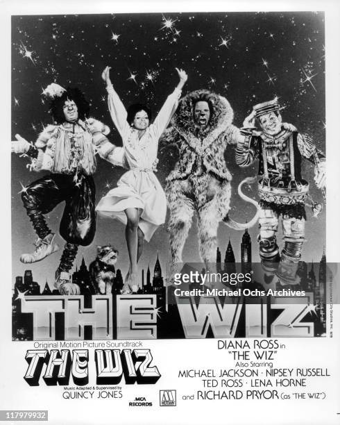 Michael Jackson, Diana Ross, Ted Ross, Nipsey Russell in publicity art for the film 'The Wiz', 1978.