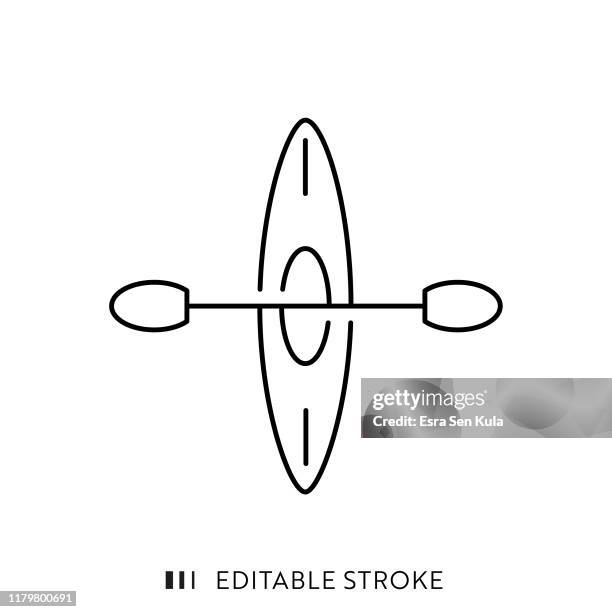 編集可能なストロークとピクセルパーフェクトを持つカヌーアイコン。 - ラフティング点のイラスト素材／クリップアート素材／マンガ素材／アイコン素材