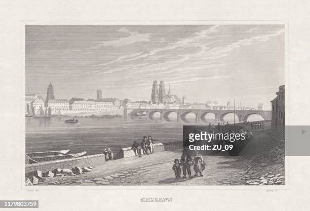 法國奧爾良的歷史景觀，鋼雕，1860 年出版 - loire valley 幅插畫檔、美工圖案、卡通及圖標