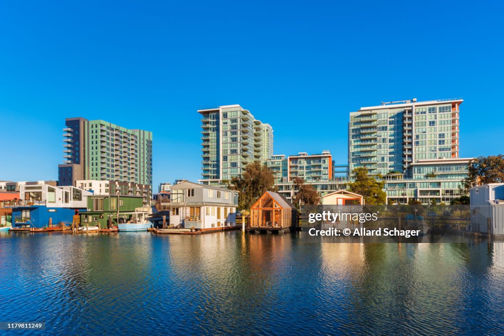 Houseboats on Mission Creek Channel in San Francisco