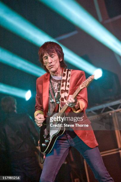 Ronnie Wood of The Faces performs on stage during the second day of Cornbury Festival on July 2, 2011 in Oxford, United Kingdom.