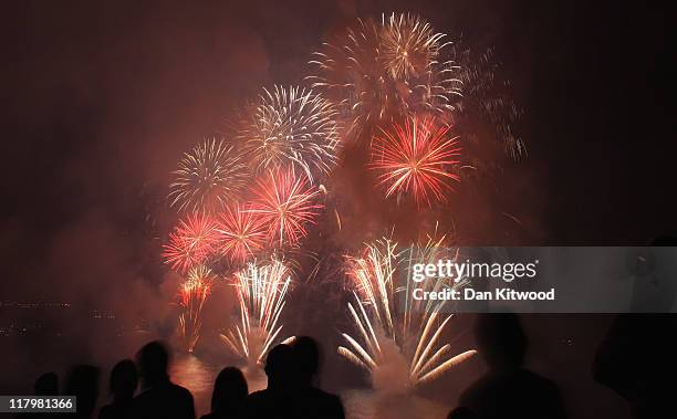 Fireworks light up the harbour after the religious ceremony of the Royal Wedding of Prince Albert II of Monaco to Charlene Wittstock on July 2, 2011...