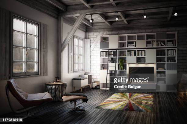 cozy studio apartment - photography studios stockfoto's en -beelden