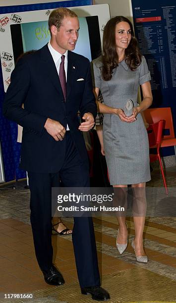 Prince William, Duke of Cambridge and Catherine, Duchess of Cambridge visit a children's cancer ward at Sainte-Justine University Hospital on day 3...