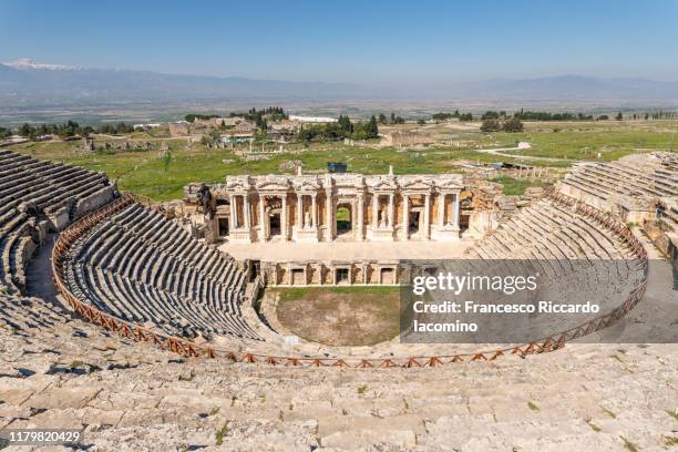 hierapolis, pamukkale, turkey. roman theatre with no people - amphitheatre ストックフォトと画像