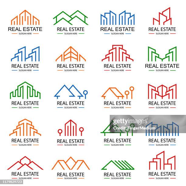 real estate logo design - construction logo stock illustrations