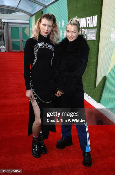 Charlie Baker and Jessica Anne Woodley attend the "Portrait Of A Lady On Fire" UK Premiere during the 63rd BFI London Film Festival at the Embankment...