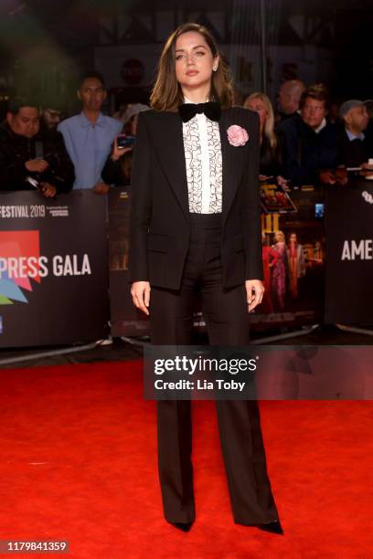 Ana de Armas attends the "Knives Out" European Premiere during the 63rd BFI London Film Festival at the Odeon Luxe Leicester Square on October 08,...