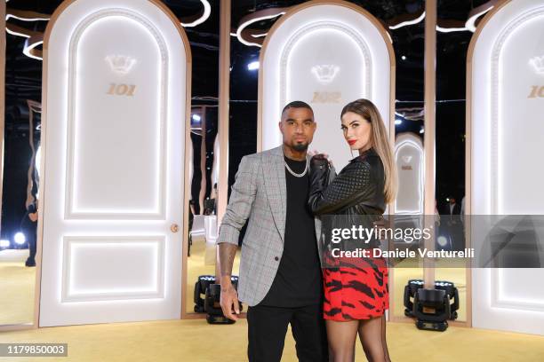 Kevin-Prince Boateng and Melissa Satta attend the Calzedonia Leg Show 2019 on October 08, 2019 in Verona, Italy.