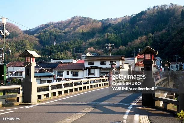 townscape of misasa, tottori prefecture, honshu, japan - tottori prefecture stock pictures, royalty-free photos & images