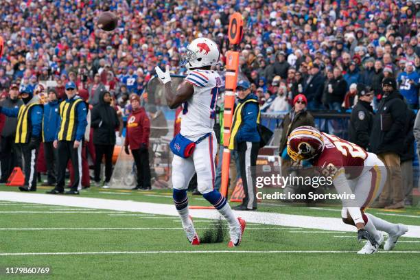 Buffalo Bills Wide Receiver John Brown catches a pass during the first half of the National Football League game between the Washington Redskins and...