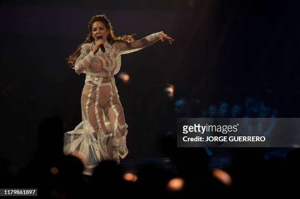 Singer Halsey performs during the MTV Europe Music Awards at the FIBES Conference and Exhibition Centre of Seville on November 3, 2019.
