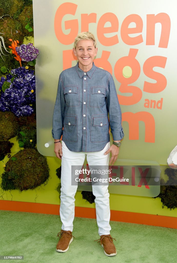 Ellen DeGeneres arrives at the Premiere Of Netflix's "Green Eggs And