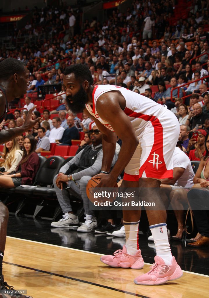 Harden Rockets James Harden of the Houston Rockets handles the ball against the ...