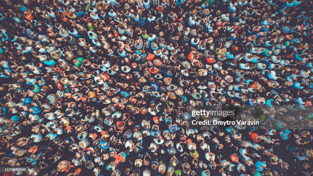 Crowded Texture Mapping People Crowd Texture Background Bird Eye View Toned High-Res Stock ...