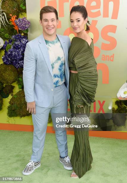 Adam DeVine and Chloe Bridges arrive at the Premiere Of Netflix's "Green Eggs And Ham" at Hollywood American Legion on November 3, 2019 in Los...