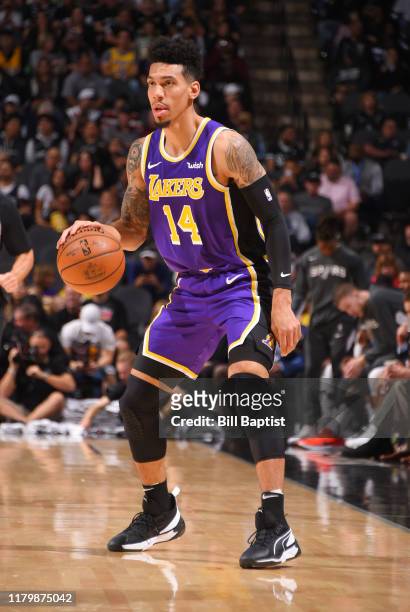 Danny Green of the Los Angeles Lakers handles the ball against the San Antonio Spurs on November 3, 2019 at the Toyota Center in San Antonio, Texas....
