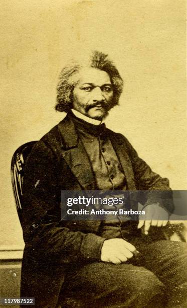 Portrait of ex-slave and American abolitionist Frederick Douglass as a young man, mid nineteenth century. He became the first black man to be...