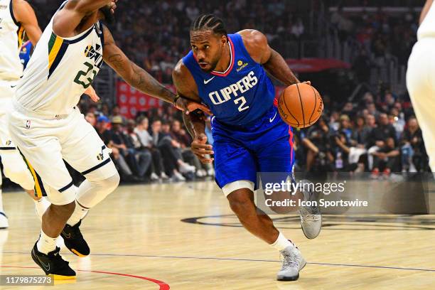 Los Angeles Clippers Forward Kawhi Leonard drives to the basket during a NBA game between the Utah Jazz and the Los Angeles Clippers on November 3,...