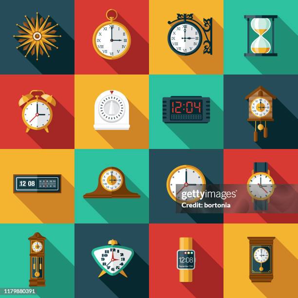 ilustrações de stock, clip art, desenhos animados e ícones de clocks and timers icon set - ponteiro dos minutos