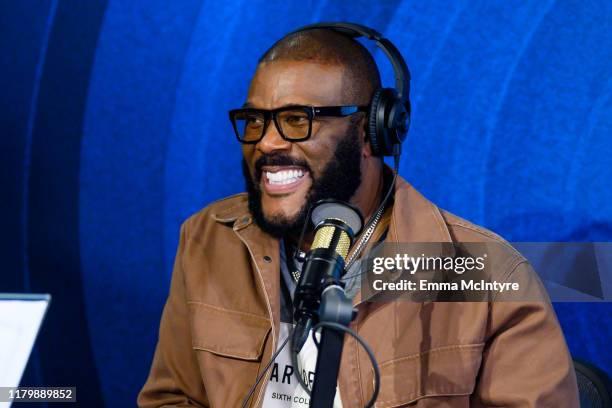 Tyler Perry attends 'Tyler Perry visits the SiriusXM Hollywood studios in Los Angeles' at SiriusXM Studios on October 08, 2019 in Los Angeles,...