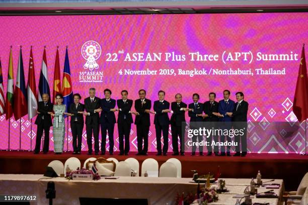 Japanese Prime Minister Shinzo Abe, Premier of the State Council of the Peoples Republic of China Li Keqiang, Thailand Prime Minister Prayut...