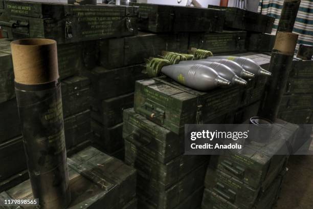 General view of an armory found by Syrian National Army is seen in Syria's Ras Al-Ayn town on October 30, 2019. According to Syrian National Army the...