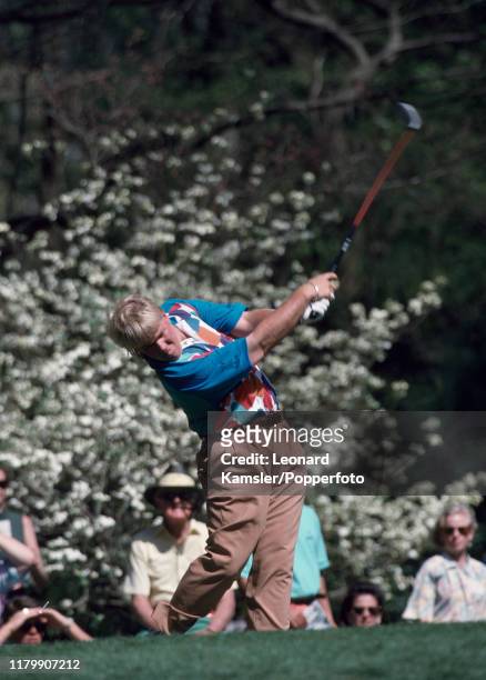 American golfer John Daly tees off during the US Masters Golf Tournament at the Augusta National Golf Club in Georgia on 11th April 1993.