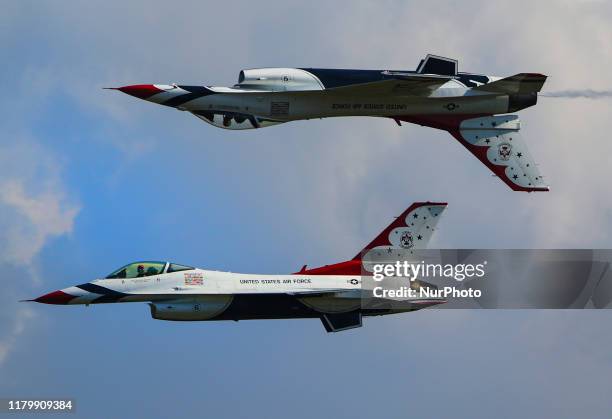 The United States Air Force Thunderbirds perform a practice demonstration Friday, November 1, 2019 at Charlotte County Airport in preparation for...