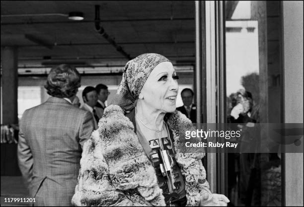 American sculptor Louise Nevelson meets various San Francisco dignitaries and a large crowd of admirers at the inauguration of her sculpture SKY TREE...