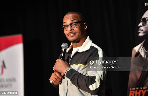 Speaks onstage during Netflix Presents Rhythm+Flow Atlanta screening at Clark Atlanta University on October 08, 2019 in Atlanta, Georgia.